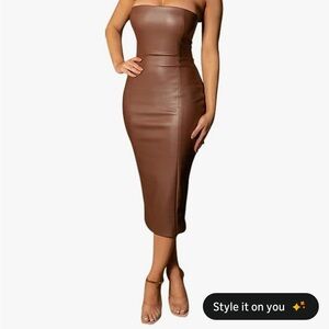 Elegant Brown Strapless Dress